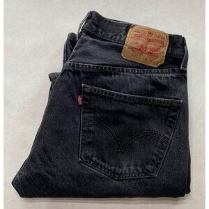 Levis 501 Original Fit Mens Black Denim Jeans W34 L34 Made In Mexico 100% Cotton